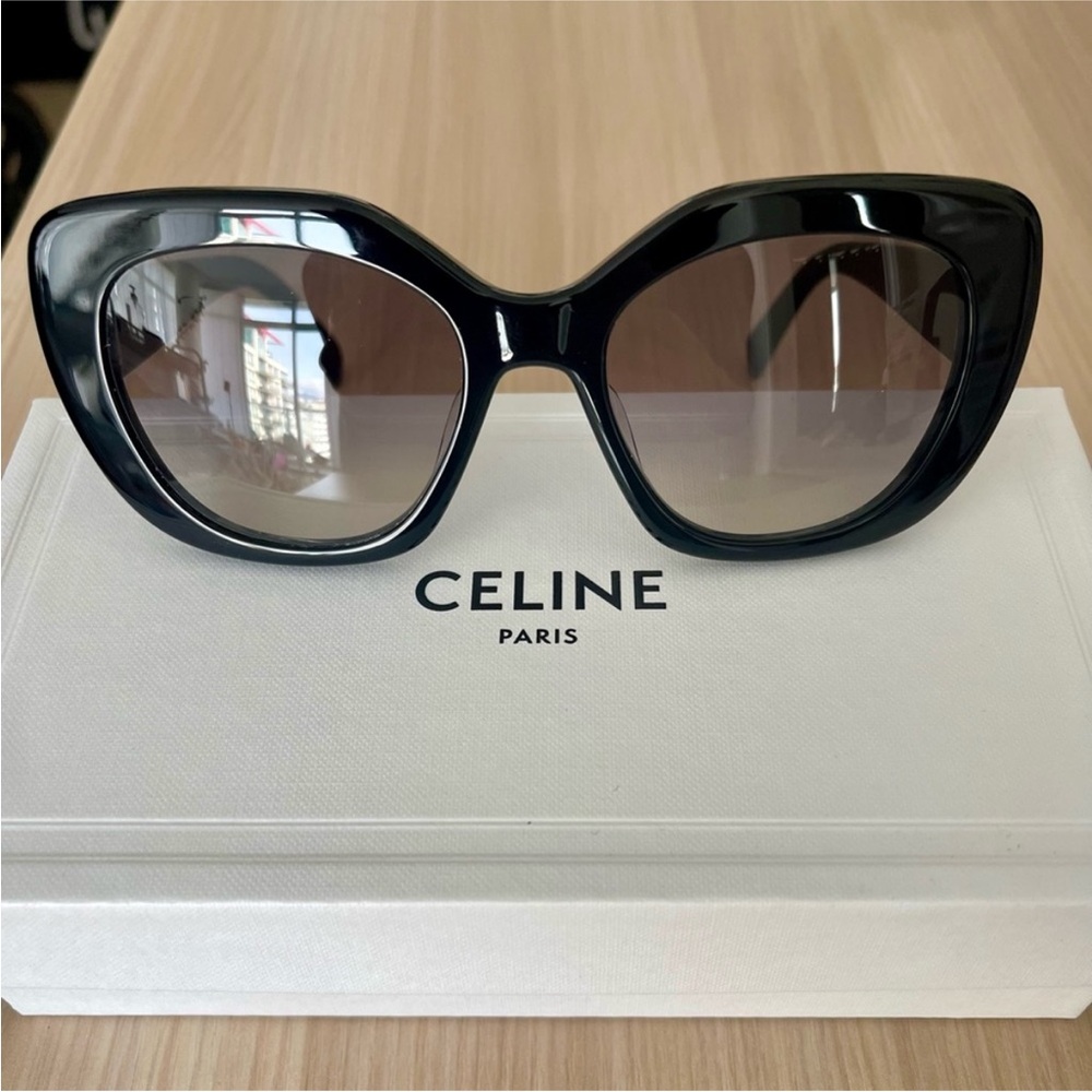 Celine Glossy Black Oversized Sunglasses